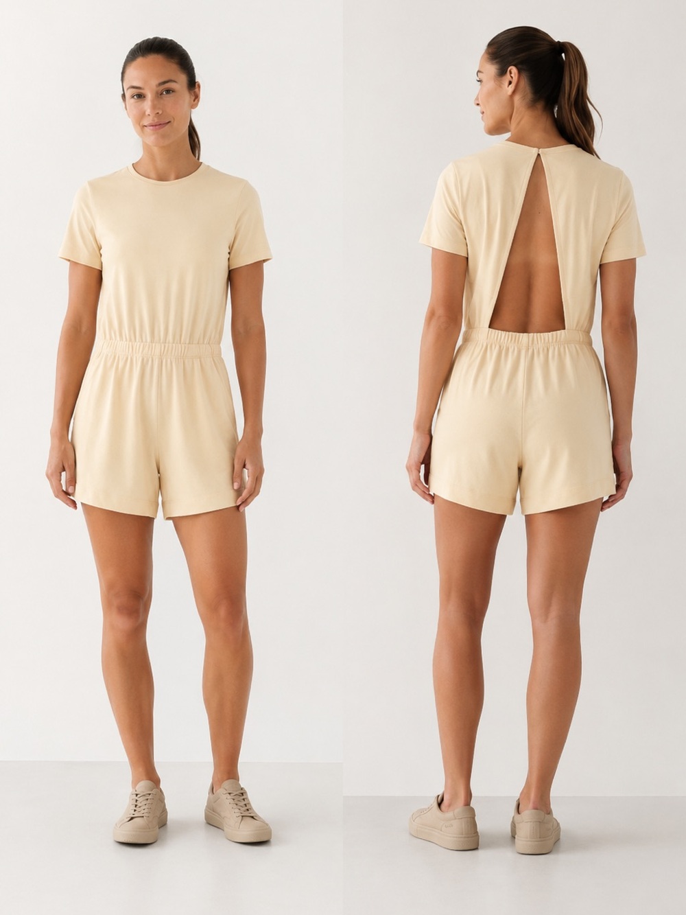 Lululemon Lightweight High-Neck Shorts Romper Prosecco Yellow size 4 open back